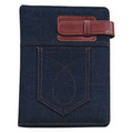 Jeans Look Pad Holder w/ Brown Leather Look Strap